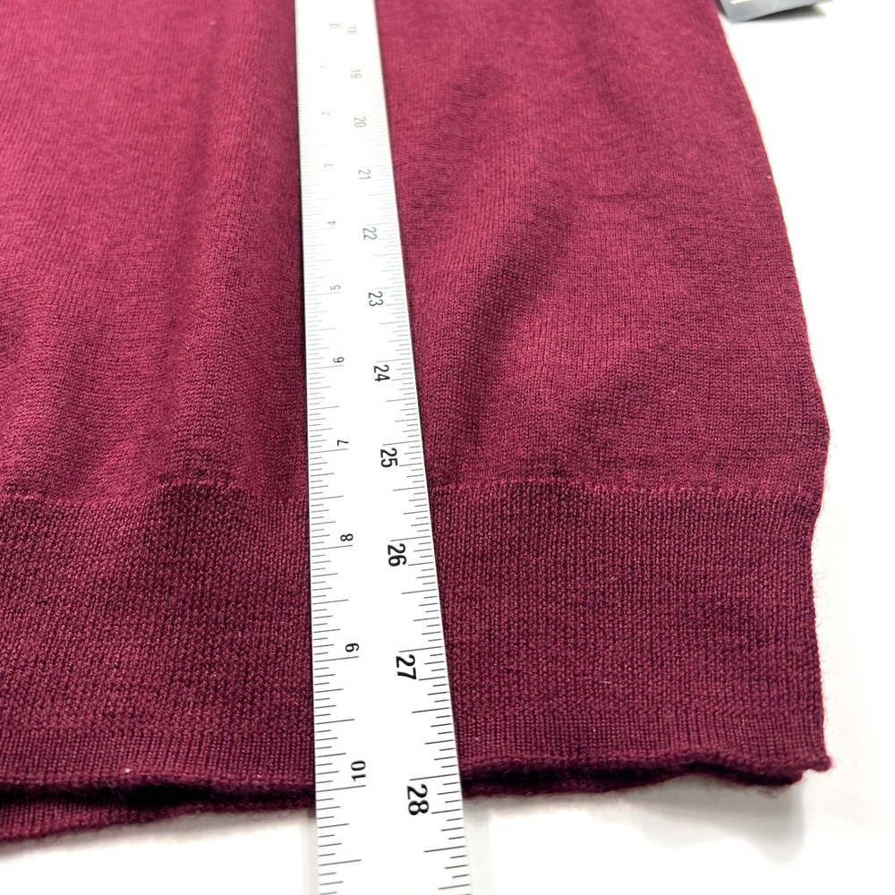 Christian Lacroix Large 100% Extrafine Merino Wool Burgundy Quarter Zip Sweater - Picture 9 of 10